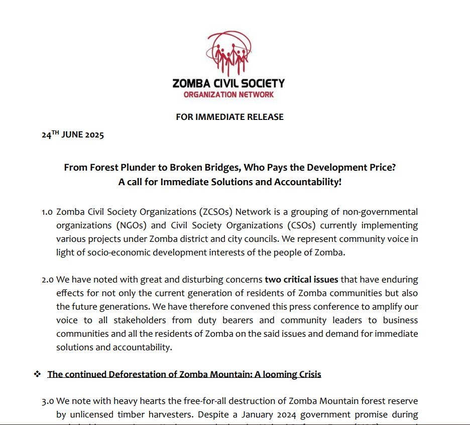Press Release Zomba CSOs 24 June 2025